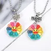 Chains Lovecryst 2Pcs/Set Resin Smile Sun Flower Friends Necklace For Kids Girls Fashion Friendship Gifts