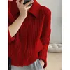 Pulls pour femmes Rimocy Cardigan en tricot rabattu femmes automne hiver boutonné couleur unie pull manteaux femme à manches longues doux Cardigans dames 230222