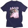 Herr t-shirts herr t-shirts ASAP Rocky Portrait Graphic Aesthetics T-shirts Hip Hop Cotton Kort ärm Löst par T-shirt Casual Harajuku Tshirt W0224