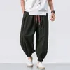 Men's Pants Fashion Cotton Linen Casual Solid Colors Loose Trousers Breathable Japanese Style Elastic Waist Harem Plus Sizeg3 230221