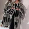 Abbigliamento etnico Dubai Abito musulmano Luxury High Class Paillettes Ricamo Pizzo Ramadan Kaftan Islam Kimono Donna Maxi abito nero 230222