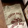 メンズTシャツレッドバイカープリントTシャツ夏のオートバイレトロショートスリーブティー