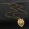 Chains My Shape Crown Lion King Necklaces For Women Girls Stainless Steel Animal Pendant Men's Chain Choker Fashion Jewelry Party Gifts