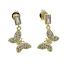 Dangle Earrings Cz Butterfly Earring Gold Color Arrived 2023 Beautiful Women Girl Jewelry Cute Lovely Animal Fashion