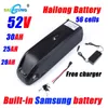 Samsung Lithium Battery Pack 52V 20/25/30AH Electric Vehicle Battery Hailong Shell 30A BMS 350W 500W 750W 1000W Cykelbatteri