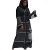 Etnisk klädstil Klassisk design Afrikanska kvinnor Dashiki Abaya Fashion Drill Chiffon Tyg Stretch med halsduk Lång klänning