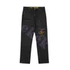 Роскошная модная бренда мужская джинсы улыбка лица с рисунком водяной умывальники из пеленки сломанные брюки мужские хип-хоп уличные джинсы брюки