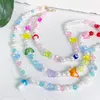 Chains Flatfoosie Kpop Colorful Flower Mushroom Crystal Beads Necklace For Women Irregular Pearl Heart Beaded Y2K Jewelry