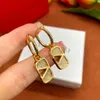 2023 Fashion Golden Earring For Women Sieraden Designer oorbellen Dames Diamant oorbellen Luxe Square V Stud Designers Studs Hoop