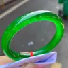 Bangle Natural Myanmar Jadeite högklass A Green Jades Round Bangles Women Certified Burma Jade Armband Ladies Gifts