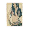 Retro Sexy tattoo Girl Metal Tin Sign Wall Decor Sexy Lady Metal Poster Decorative Tin Plates Pub Bar Iron Plaque Man Cave personalized Decor Size 30X20cm w02