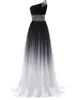 Feestjurken Elegante één schouder bruidsmeisje kristallen lovertjes mouwloze prom -jurk voor bruiloft 4 kleuren gewaad de soriee 230221