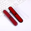 Clear Transparent Pencil Cases with Red Color Bottom Plastic Pen Packing Boxes Wholesale Gift Boxes