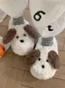 Slippers Funny Cute Dog Cotton Slippers Women's 2022 New Winter Indoor Antiskid And Warm Half Heel Plush Soft Soled Home Slipper Z0215 Z0215