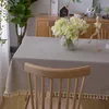 Masa bezi pamuk keten püskül sarkma seti ev basit çizgiler masa örtüsü yemek odası dekor kapak yemek koruyucusu