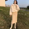 Trench da donna Moda Colletto con risvolto Capispalla Inverno Donna Calda lana di agnello Giacca di peluche Stile Harajuku Pelliccia sintetica sciolta bianca Spessa