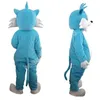 Costume de mascotte de chat bleu d'animal de Noël, tenue de personnage de dessin animé, Halloween, taille adulte, fête d'anniversaire, tenue d'extérieur caritative