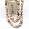 Catene Due fili 11-12mm Collana di perle multicolori barocche dei Mari del Sud 38 pollici