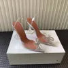 Amina Muaddi Rosie bowie shoes crystal-embellished PVC Pumps Heels sandals women Luxurys Designer Dress shoe Evening Slingback strap sandal factory footwear