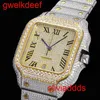 Högkvalitativ mode iced Watchesmens handled lyxiga runda cut lab gr ddgu 4U10