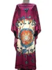 Roupas étnicas Plus Tamanho Europeias Impressa Verão Lady Lady Silk Kaftan Dashiki Sexy Beach Boho Maxi African Vestres para mulheres