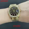 Högkvalitativ mode iced Watchesmens handled lyxiga runda cut lab gr ddgu v1n8