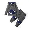 Ensembles de vêtements pour tout-petits garçons hiver à manches longues Blue Deer Prints Tops Pantalons 2PCS Outfits Infant Christmas Outfit Boy 6t Christmas Outfit Boy W0222