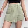 Women's Shorts High waist denim shorts women jeans 2023 summer blue green design y2k aesthetic thin skirt pants trousers 230222