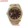 Hoogwaardige mode Iced Out Out Watchesmens Pols Luxury ronde Cut Lab Gr Ddgu V1N8