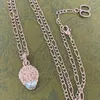 Lion Slide Necklaces Lady Sapphire Luxury Jewelry with Diamond Tail Double Circles Design Pendant Necklaces