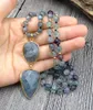 Pendant Necklaces YA2737 Labradorite Stone Fluorite Beads Knot Handmade Necklace