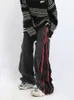 High Street Hosen Flare Jeans Für Männer Lange Zipper Patchwork Punk Hose Hip Hop Mode Motorrad Hosen