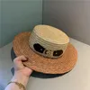 Berets 202303-2509127 Summer European American Celebrity Straw Color Patchwork Sunscreen Lady Fedoras Cap Women Panama Jazz Hatberets