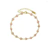 Anklets Titanium Steel 18k Gold Plated Beach Foot Chain Dripping Oil Pink Small Fish Anklet Fahion Jewelry