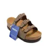 German Slippers Designer Birkinstocks Boken Cork Slippers Men's Shoes Women's Florida Boken Leather Three-button Beach Sandals