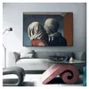 Magritte Canvas Painting Posters and Prints Surrealism Wall Art Pictures for Home Decoration Famous Art The Kiss Lover By Rene Woo