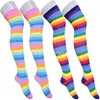 5PC Socks Hosiery Compression Socks Women Kawaii Cotton Knit Thigh High Over Knee High Socks Long Stockings Cute Tall Leg Warmers Socks Z0221