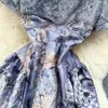 Vestido de encaje de primera calidad con estampado de almazuela y manga de burbuja, falda acampanada con cintura francesa para mujer de verano