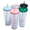 26oz Plastic Tumblers sippy drinking cup with Lid and Straw Acrylic skinny cup double wall Beer Coffee Mug Travel Cups 001