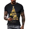 Camisetas de hombre moda fiesta de Navidad ambiente gráfico 3D Casual personalidad divertida impresa cuello redondo camisetas de manga corta Tops