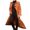 Giacche da uomo Soprabito Trench lungo vintage Giacca doppiopetto Business Nero Solido Frangivento Capispalla 230222