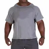 Herr t-skjortor män bomull casual fitness män kroppsbyggande skjorta batwing hylsa trasa gym slitage muskler löpning t-shirt rund nacke