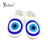 Pantoufles YvvCvv dessin animé oeil bleu moelleux fourrure pantoufles femmes chaud fermé bout mignon en peluche coton pantoufles 2023 maison doux hiver intérieur chaussures Z0215