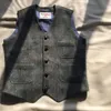 Men's Vests Vest Waistcoat Denim Jacket for Men Wedding Formal Casual Steam Punk Gilet Homme Wool Tweed Suit Clothings 230222