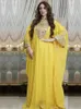 Etniska kläder Turkiet Muslim Abaya Women Dress Set 2 Piece Chiffon Sequin Bat Hylsa överdimensionerade klänningar Dubai Turkiet Arab Marocko Caftan 230222