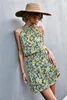 Casual jurken sexy off schouder halter feestjurk vrouwen 2023 zomer backless bloemenprint a-line vintage mouwloze strand mini vestidoscas