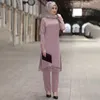 Vêtements ethniques vêtements islamiques ensemble de pantalons pour femmes robe Abaya mode musulmane évider solide à manches longues arabe Dubaï Eid Mubarak dames caftan 230222