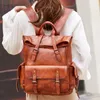 Schultaschen Echtes Leder Damen Rucksack Reisetasche Rindsleder Damen Mode Laptop Schultasche Retro Outdoor Rucksäcke Vintage Groß