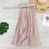 Röcke Sommer Frauen Mode Elegante Retro Plissee Weibliche 2023 Hohe Taille Rock Mit Gürtel Chiffon Midi Lange Frauen AL0168