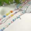 Chains Flatfoosie Kpop Colorful Flower Mushroom Crystal Beads Necklace For Women Irregular Pearl Heart Beaded Y2K Jewelry